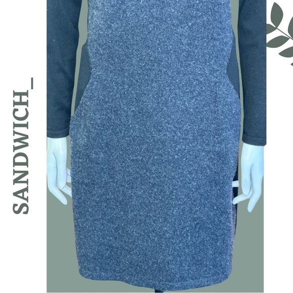 Sandwich Long Sleeve Knit Wool Blend Dress Color Block Detail Scoop Neck Medium - Picture 6 of 11